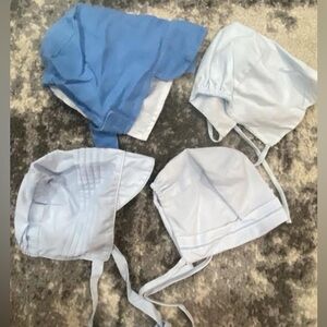 Newborn Blue and White Bonnet Set